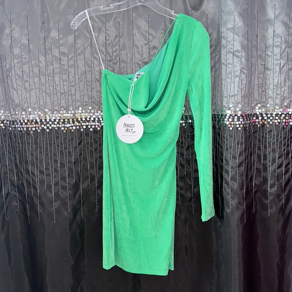 NWT Princess Polly Green Mini Dress Off the Shoulder